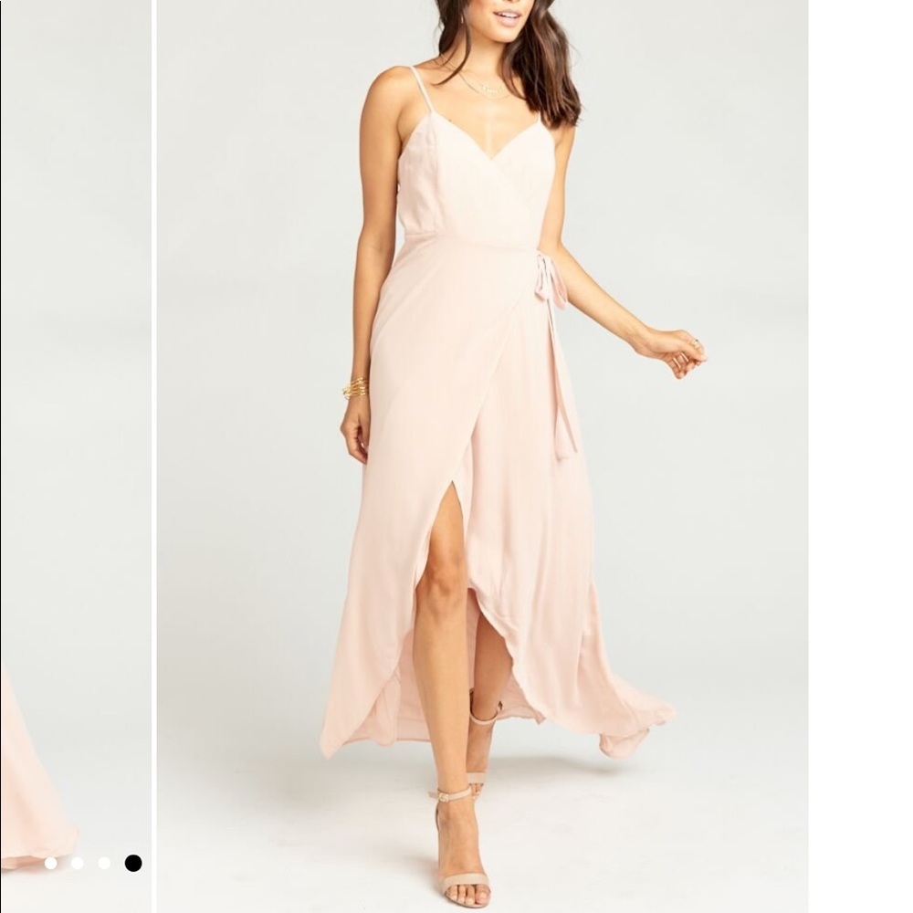 Mariah Wrap Dress in Dusty Blush Crisp